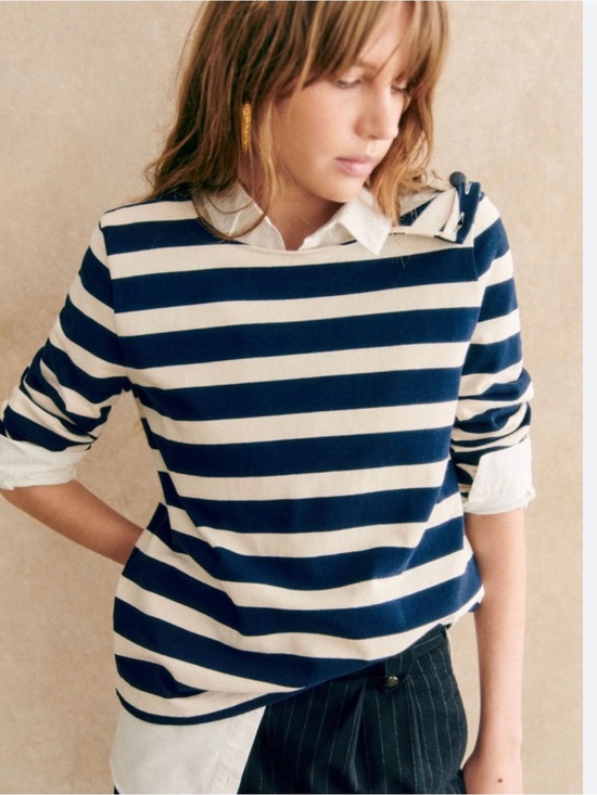 Sezane Tops - Sezane Mariniere Colette/ Marine, Ecru color